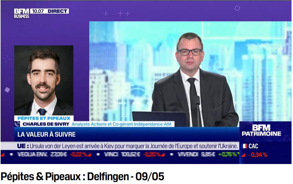 Charles de Sivry, equity analyst and co-manager at Indépendance AM, reports on Delfingen, 🌟 world leader in electrical wiring protection, in Pépites & Pipeaux on BFM TV]